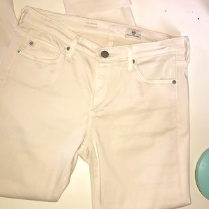 AG mid rise cream jeans